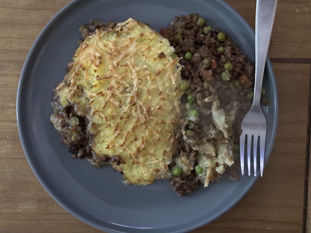 minced beef and lentils cottage pie